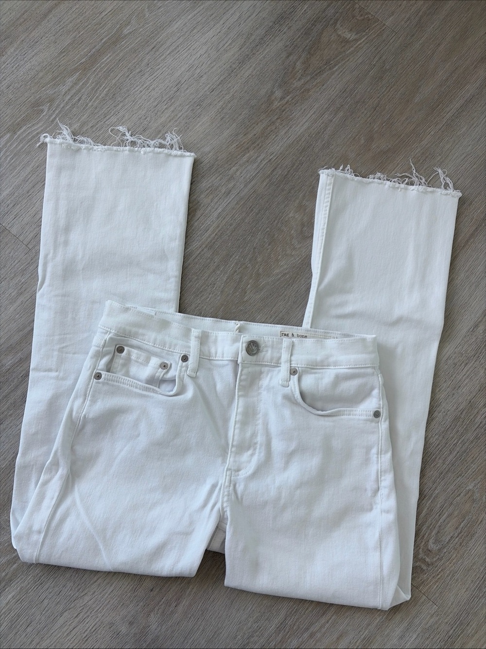 Rag & Bone Peyton Mid-Rise Ankle Bootcut Jeans Women’s 28 White Raw Hem